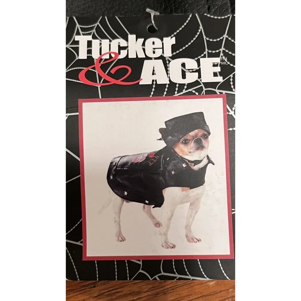 Biker outfit for Dogs TUCKER & ACE Black Motorcycle Skull Jacket M Halloween